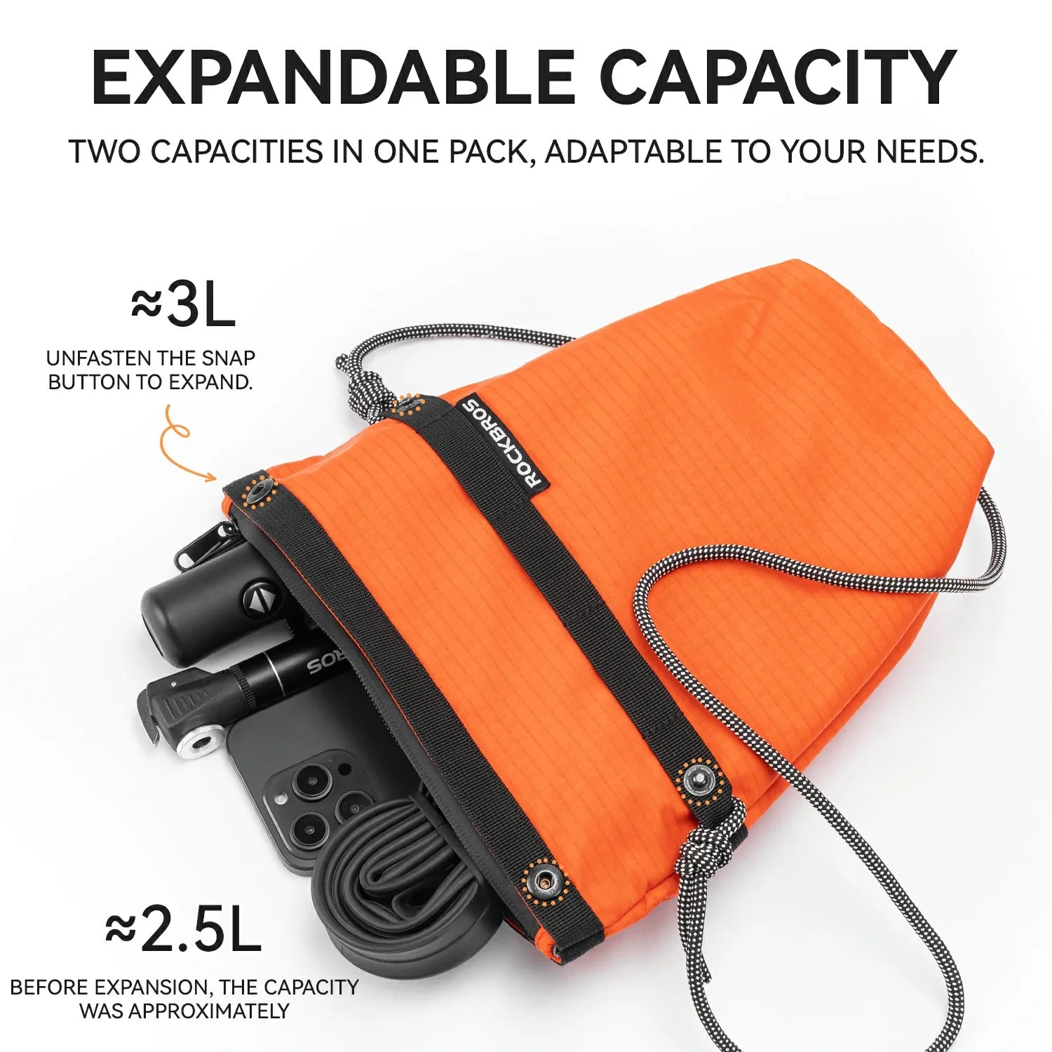 Convertible Bike Front Bag – Expandable Nylon Handlebar  Crossbody Bag