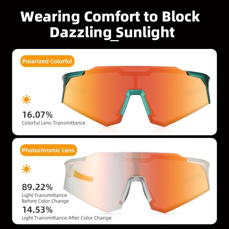 ROCKBROS Photochromic Goggle Cycling Sunglasses Sport Road Mountain Bike Glasses - ROCKBROSUSA