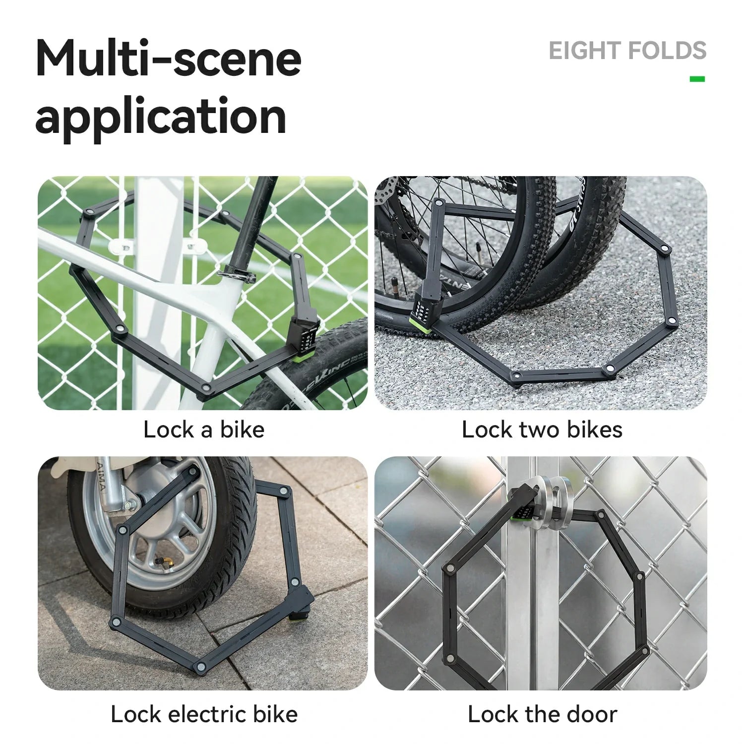 8-Section Folding Combination Bike Lock