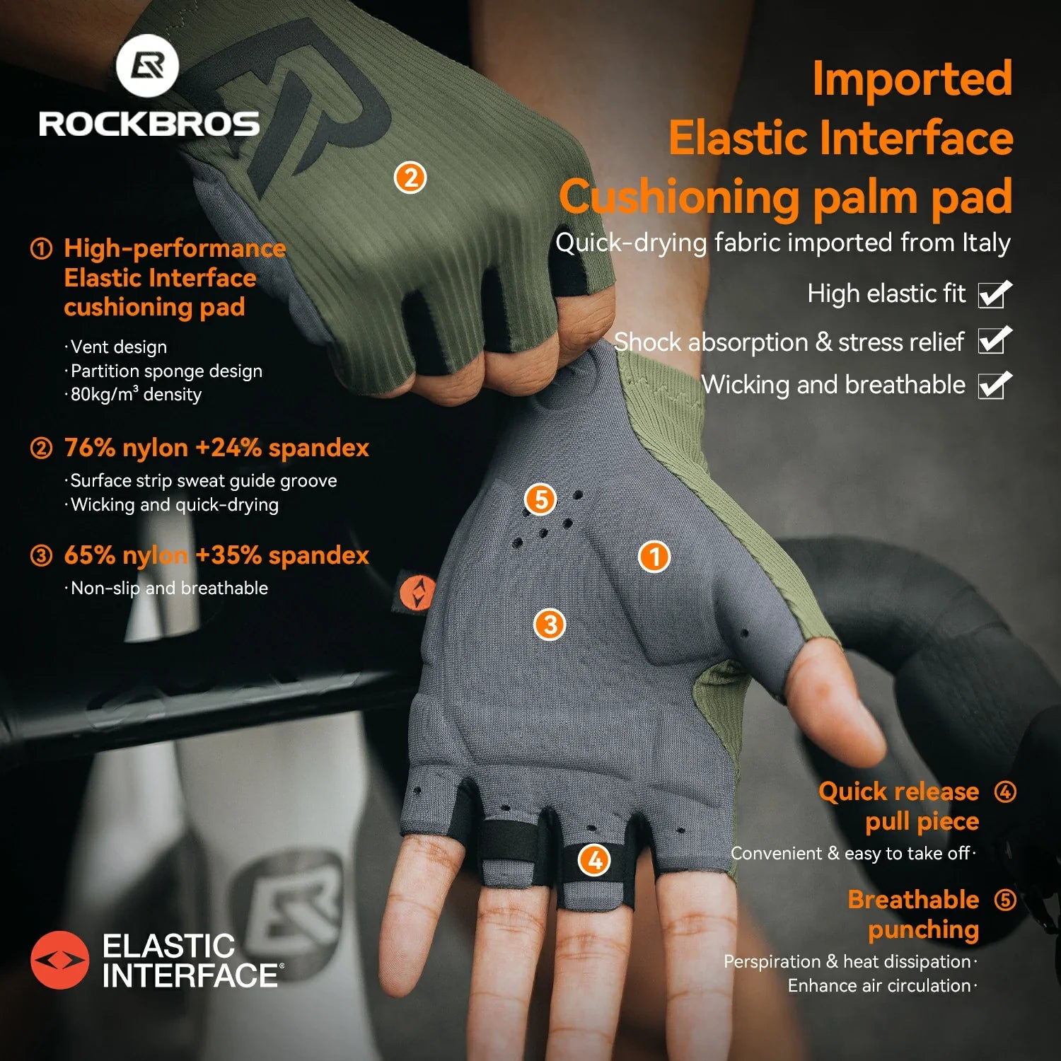 ROCKBROS Elastic Interface? Half-Finger Gel Padded Cycling Gloves