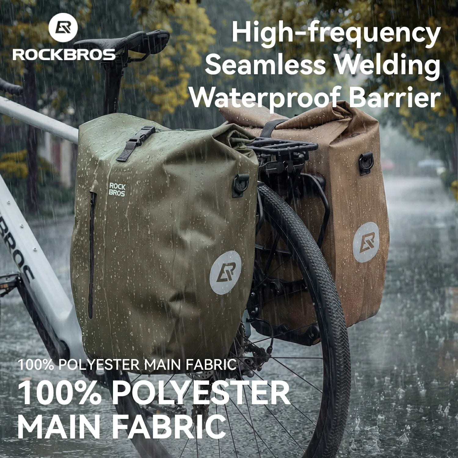 Waterproof Bike Rack Bag 20L Roll-Top Rear Pannier