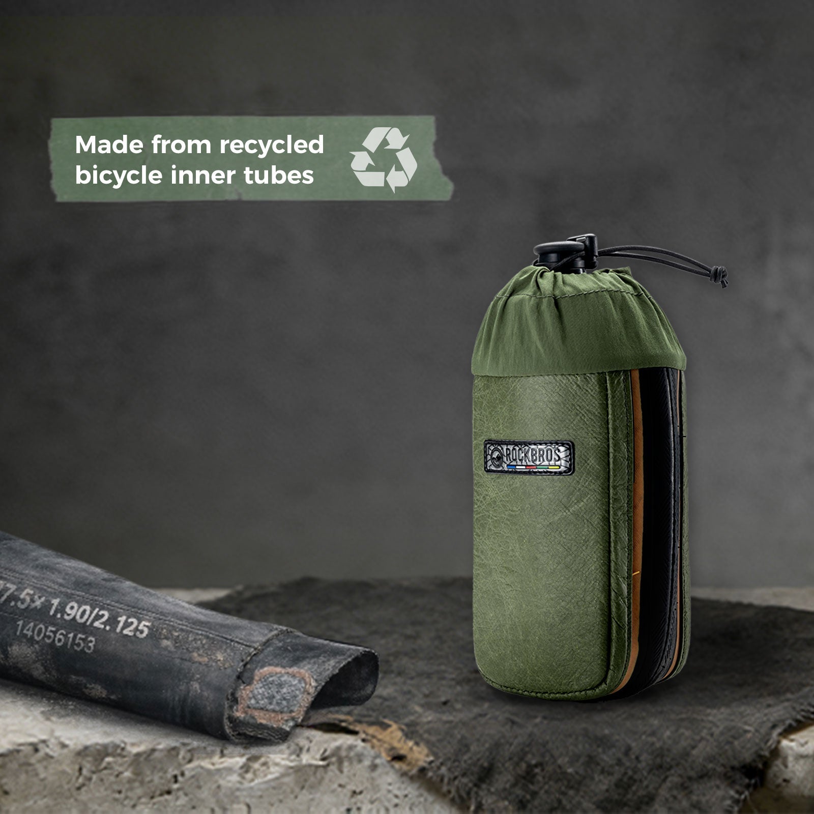 Sustainable Eco-Friendly  Recycled Tire Bike Water Bottle Bags 0.8L ROAD TO SKY