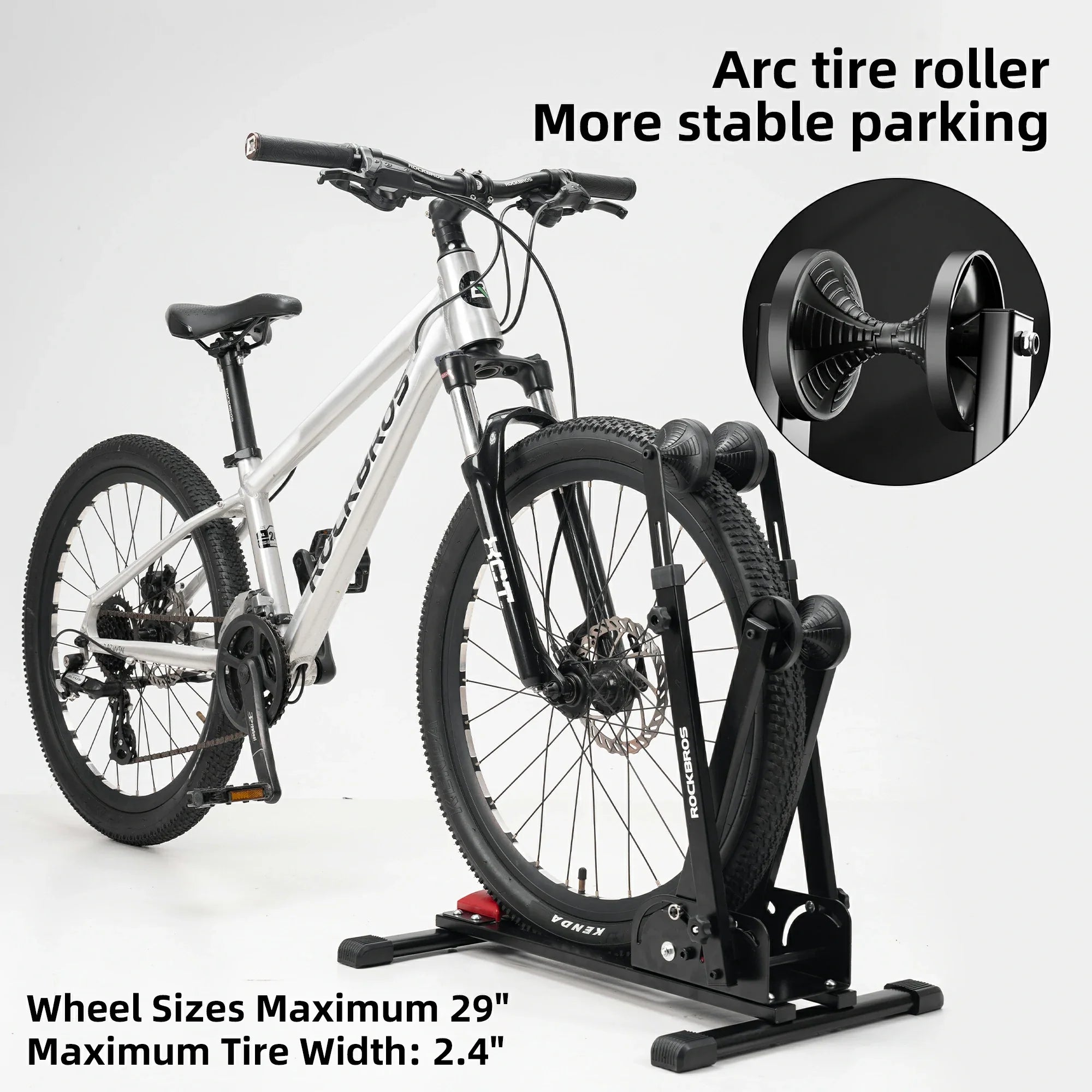 2-in-1 Adjustable Bike Stand Foldable Floor Vertical Rack Sturdy Carbon Steel for 24"-27.5" Wheels