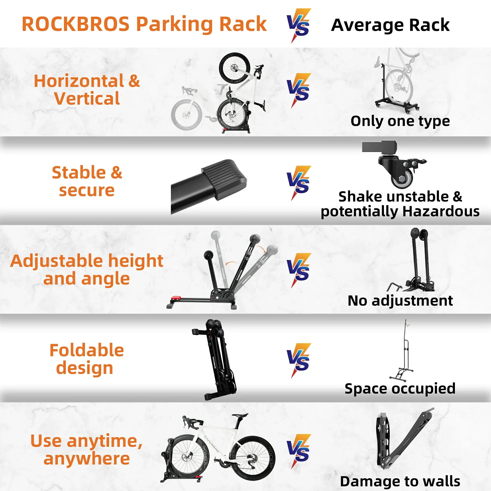 2-in-1 Adjustable Bike Stand Foldable Floor Vertical Rack Sturdy Carbon Steel for 24"-27.5" Wheels