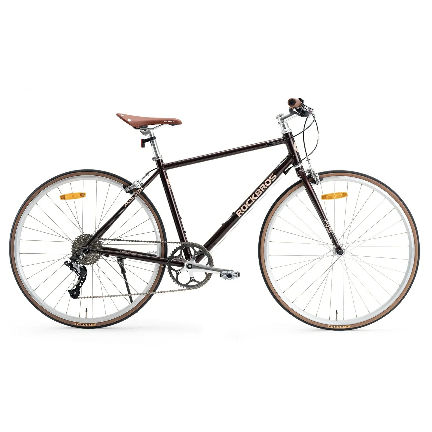 #color_Brown Front view of ATS Classic 700C Road Bike in brown