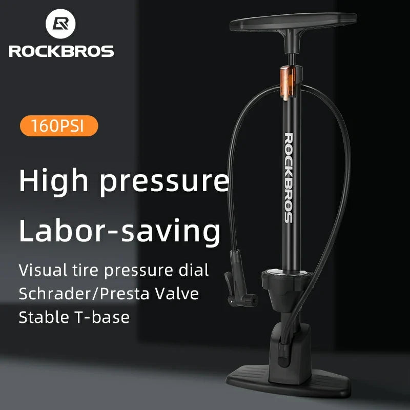 Bike Floor Pump 160PSI High Pressure with Gauge Portable Aluminum