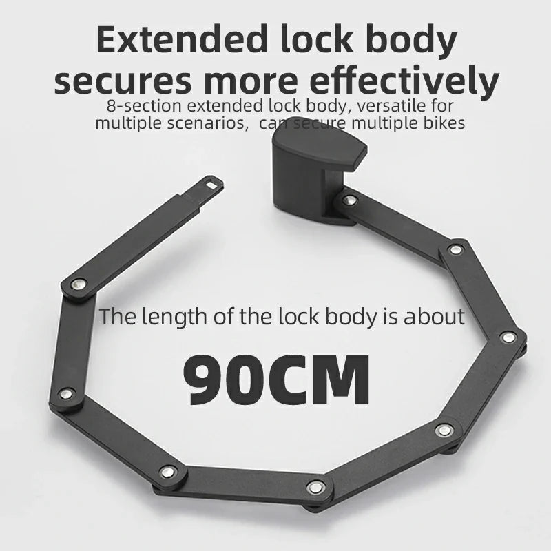 ROCKBROS Folding Bike Lock Smart Fingerprint Heavy Duty Anti Theft Bike Lock - ROCKBROS