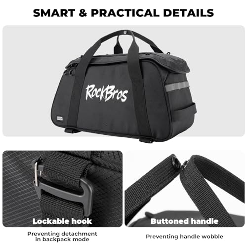 3-in-1 Bike Pannier Bag 10.5L Rear Rack Bag Backpack