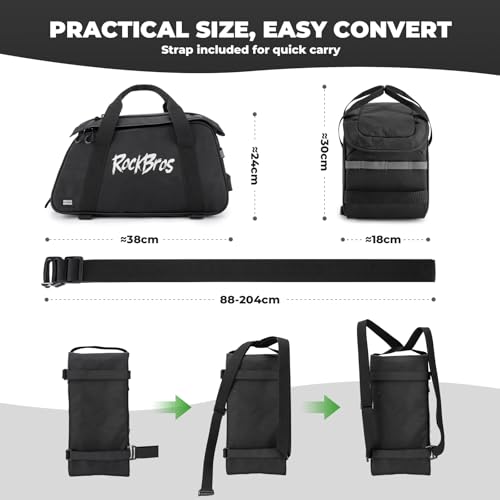3-in-1 Bike Pannier Bag 10.5L Rear Rack Bag Backpack