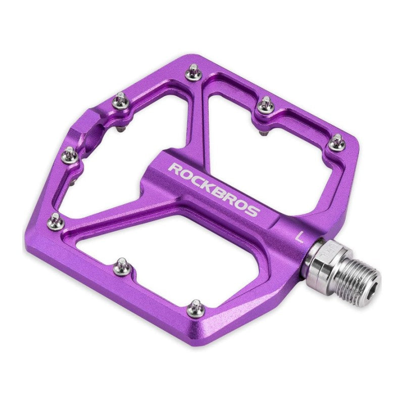 ROCKBROS Bike Pedals Lightweight Aluminum Platform 9/16'' Sealed Bearing - ROCKBROS #color_Purple