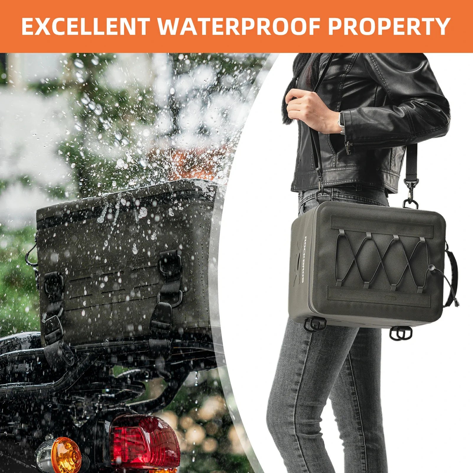 ROCKBROS 13L Waterproof Motorcycle Tail Bag Saddlebag Rear Rack Trunk
