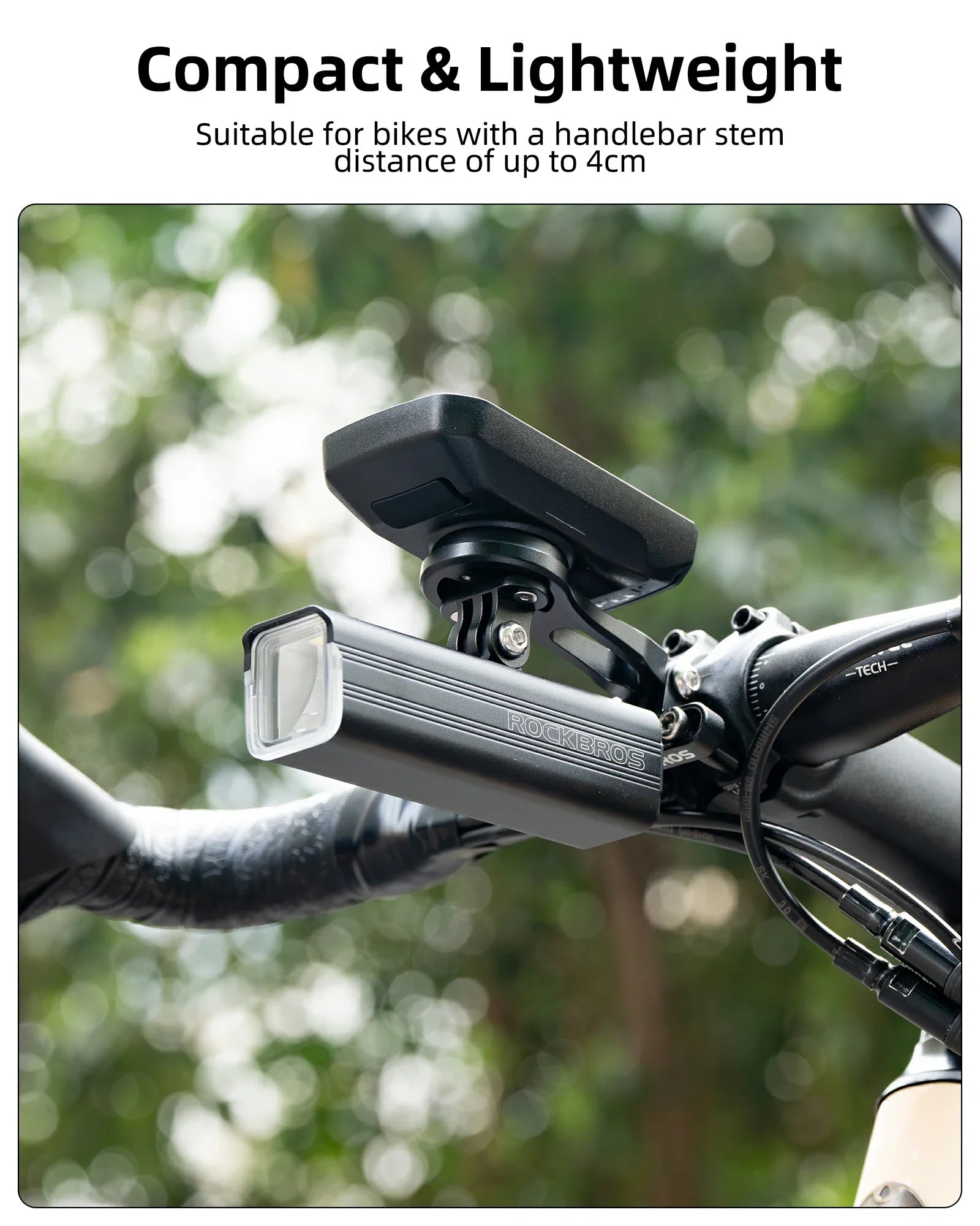 ROCKBROS Bike Computer Mount Out-Front Aluminum Integrated Bicycle Cycling Computer Mount