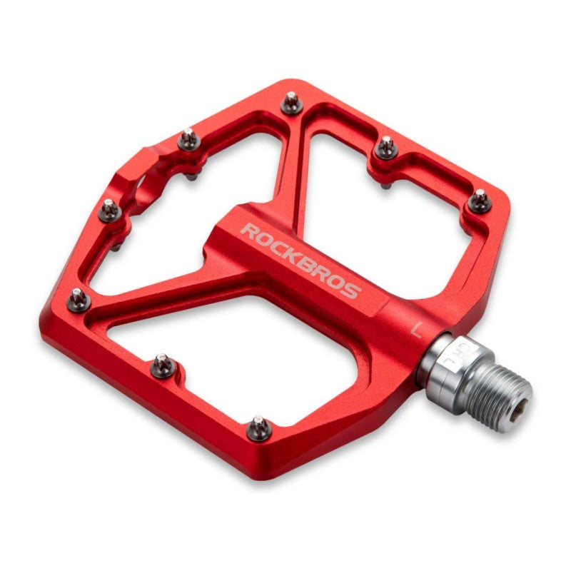 ROCKBROS Bike Pedals Lightweight Aluminum Platform 9/16'' Sealed Bearing - ROCKBROS #color_Red