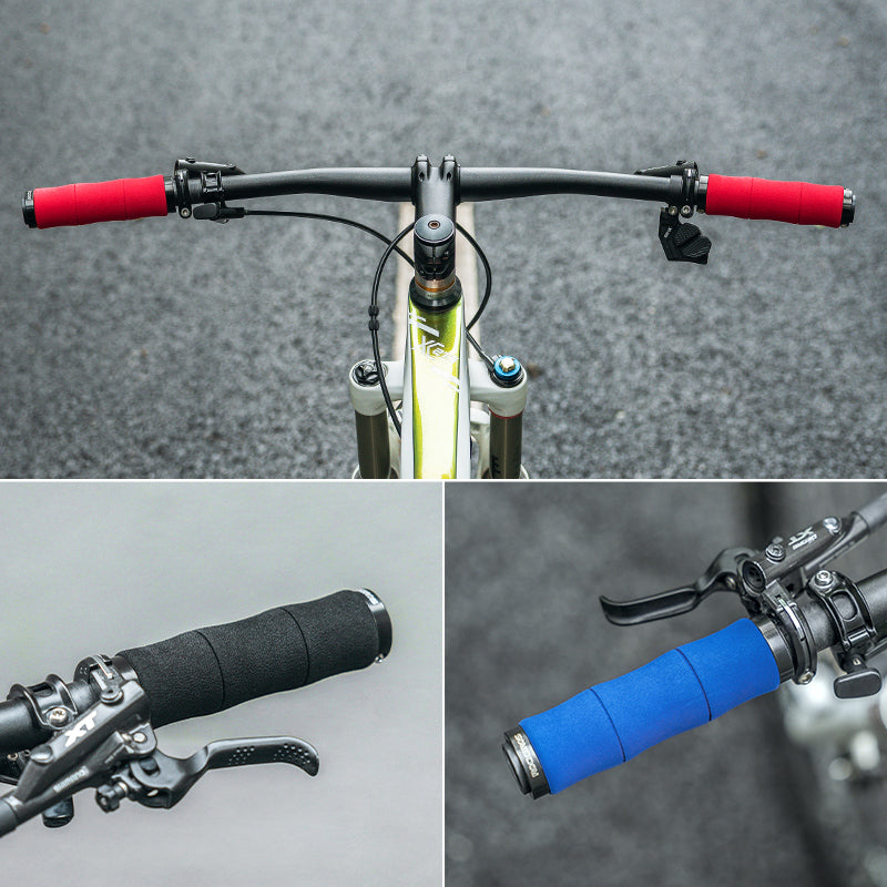 ROCKBROS Bike Grips Shock Absorption Foam Bike Handle Grips Soft Comfortable Non-Slip Double Locked on - ROCKBROSUSA