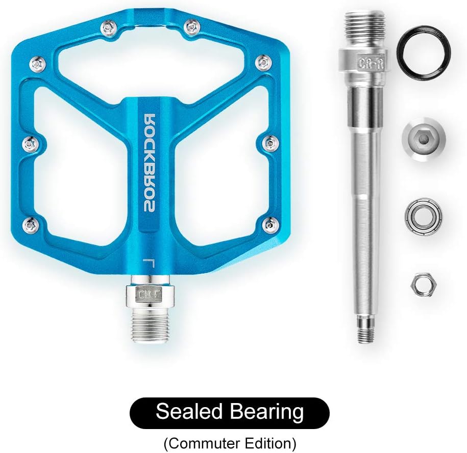 ROCKBROS Bike Pedals Lightweight Aluminum Platform 9/16'' Sealed Bearing - ROCKBROS  #color_Blue