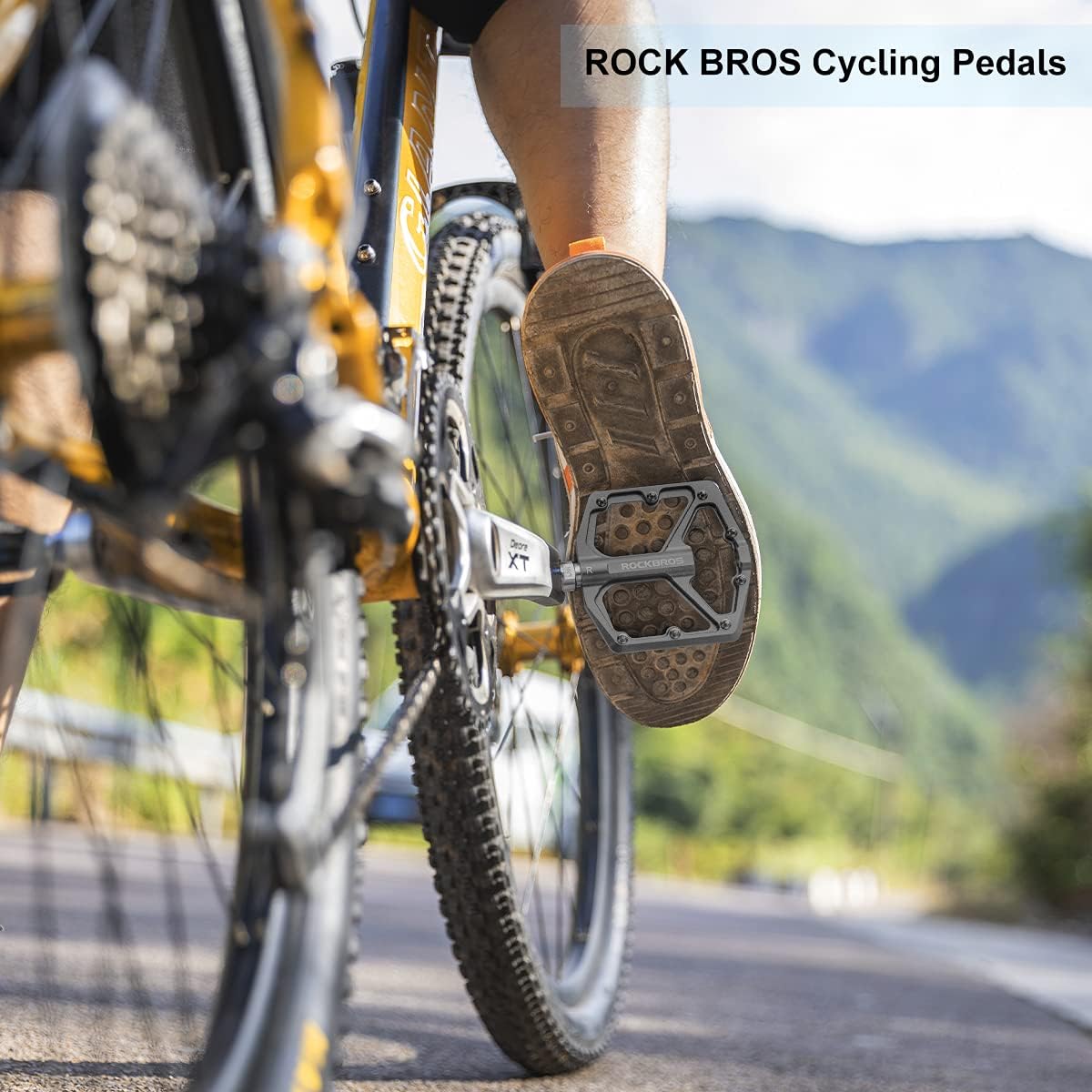 ROCKBROS Bike Pedals Lightweight Aluminum Platform 9/16'' Sealed Bearing - ROCKBROS #color_Titanium