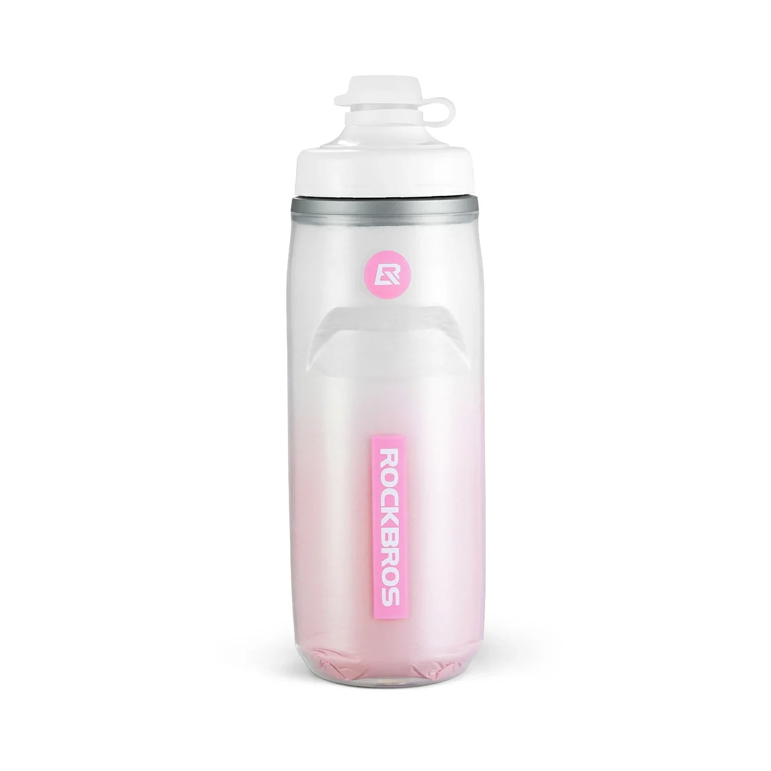 Gradient water bottle with pink and white design on a white background #Color_White