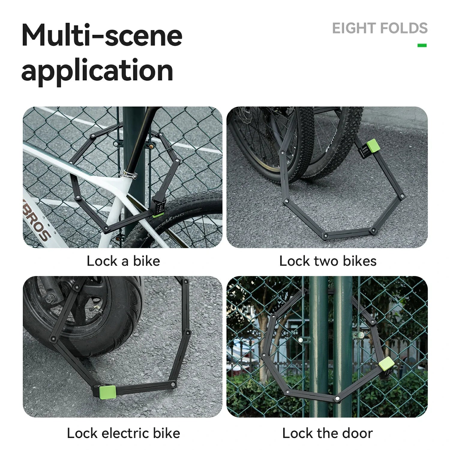 8-Section Folding Combination Bike Lock