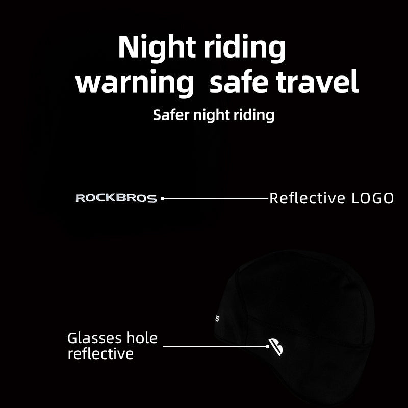 ROCKBROS Winter Bike Skull Cap Thermal Cycling Helmet Liner  Headwear with Light