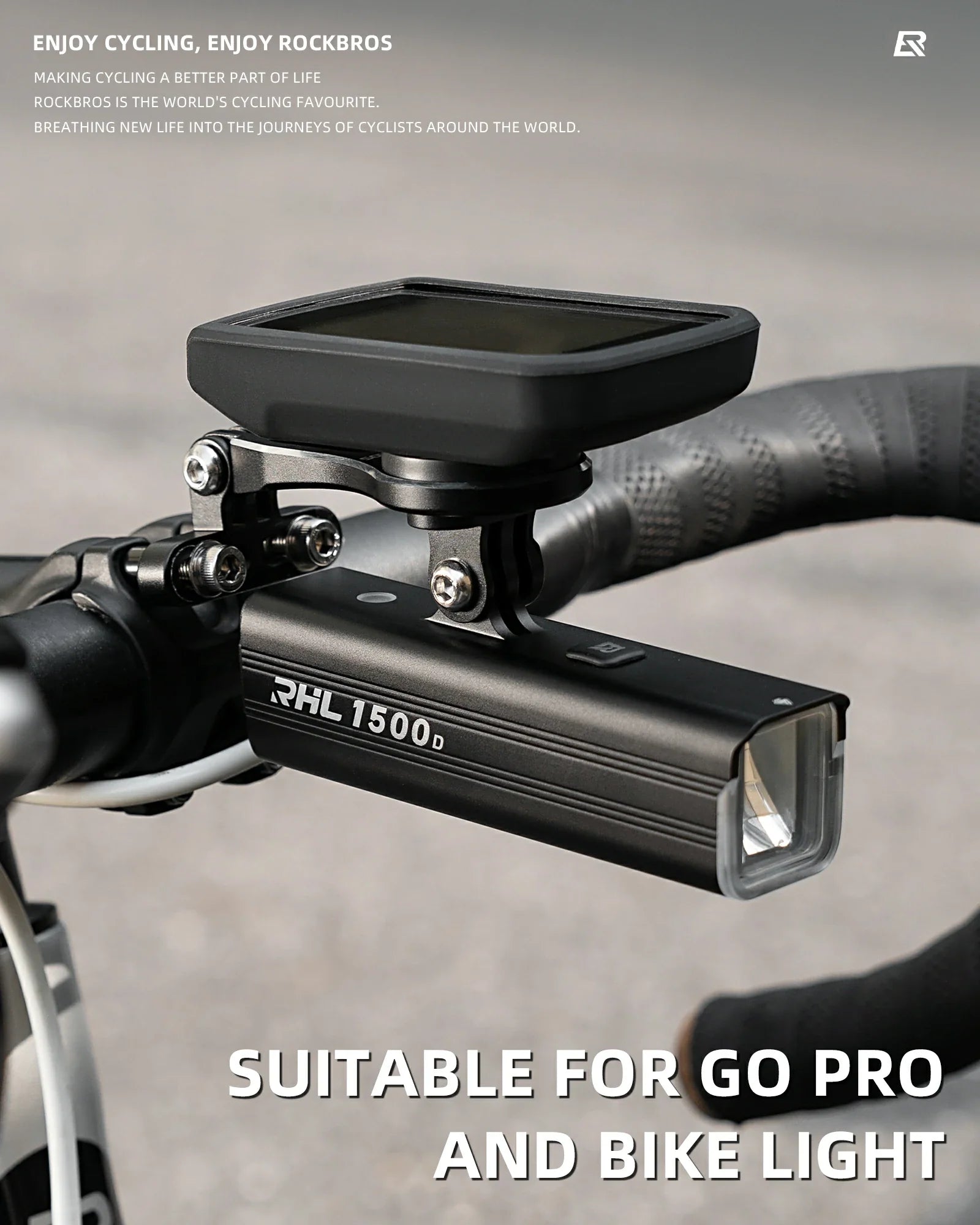 ROCKBROS Bike Computer Mount Out-Front Aluminum Integrated Bicycle Cycling Computer Mount