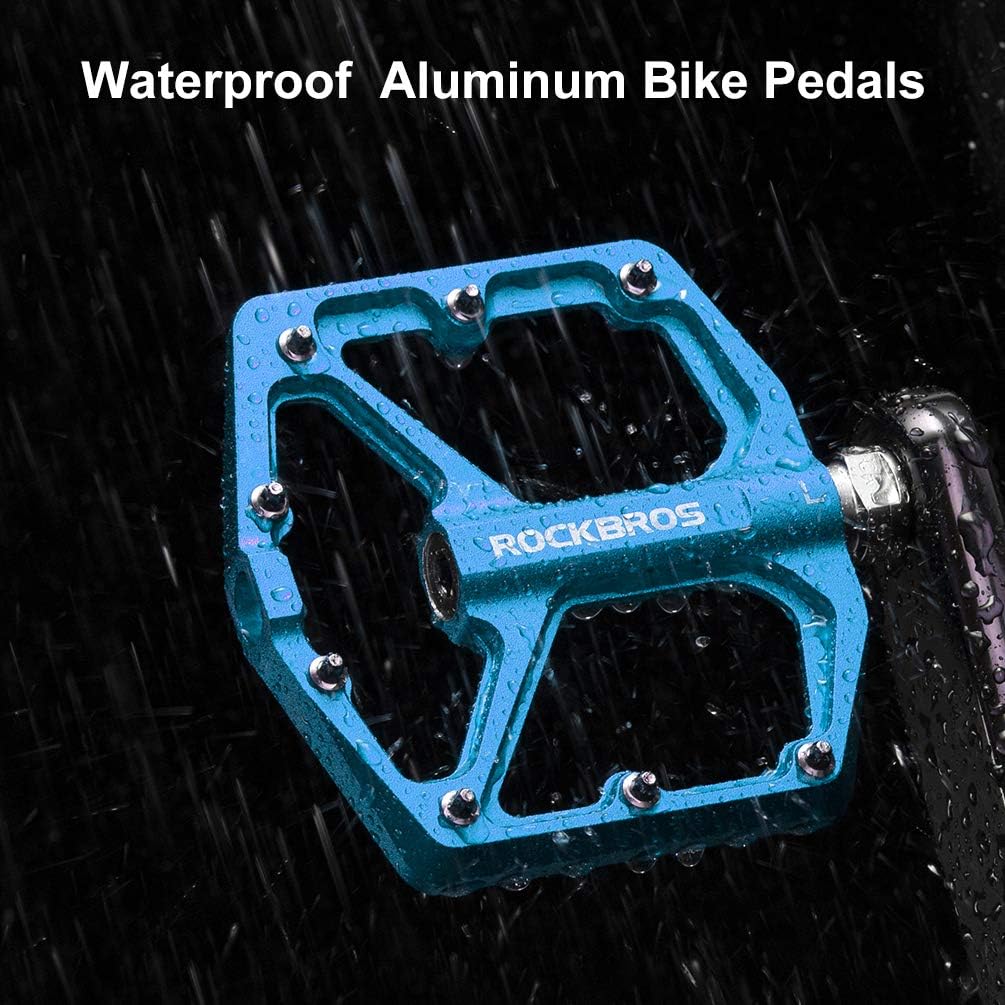 ROCKBROS Bike Pedals Lightweight Aluminum Platform 9/16'' Sealed Bearing - ROCKBROS  #color_Blue
