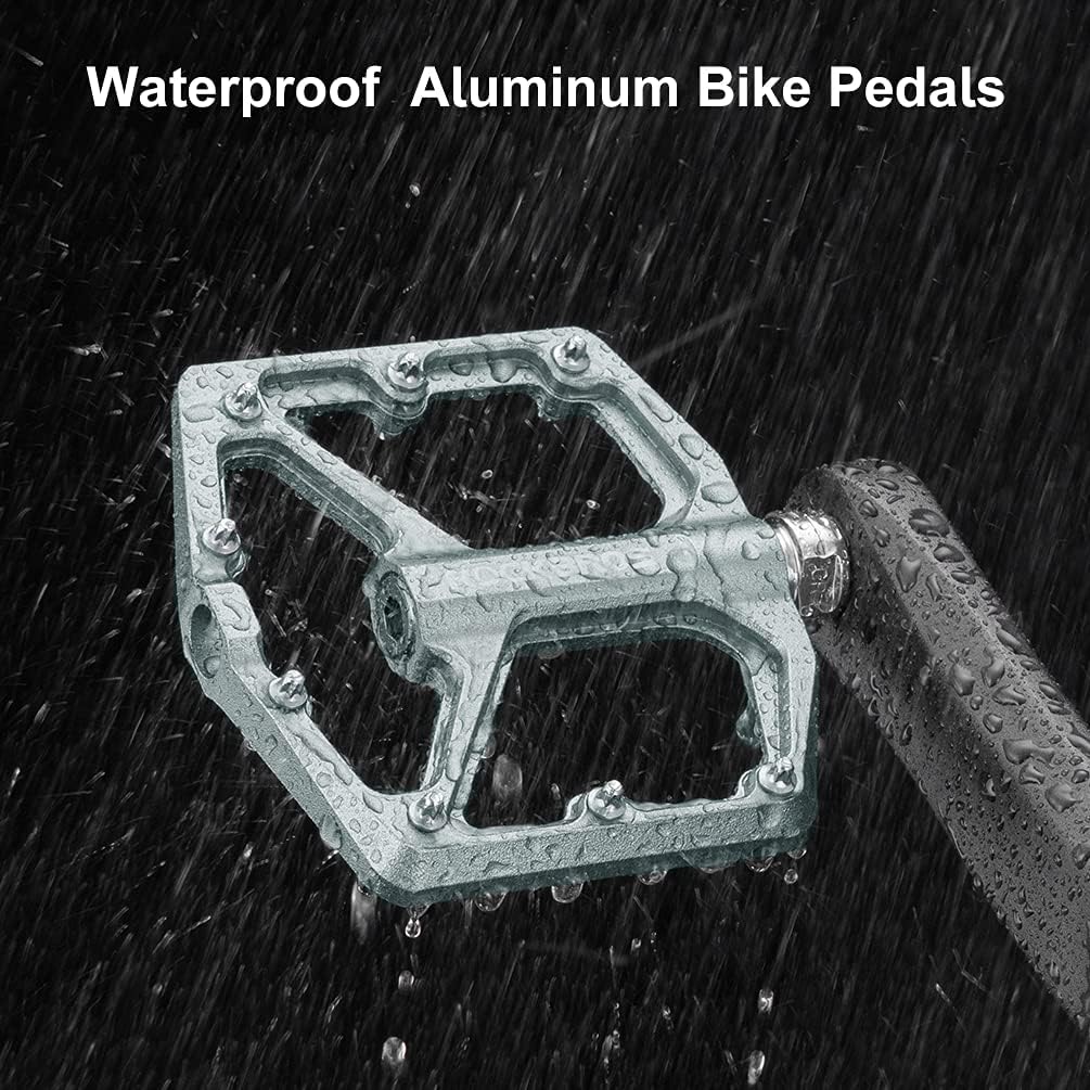 ROCKBROS Bike Pedals Lightweight Aluminum Platform 9/16'' Sealed Bearing - ROCKBROS #color_Titanium
