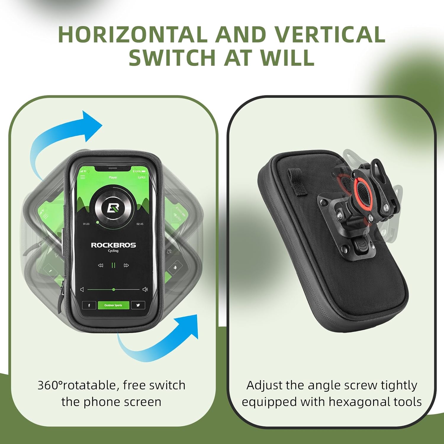 ROCKBROS Motorcycle Phone Mount Waterproof Handlebar Bag Phones Below 6.8” - ROCKBROS