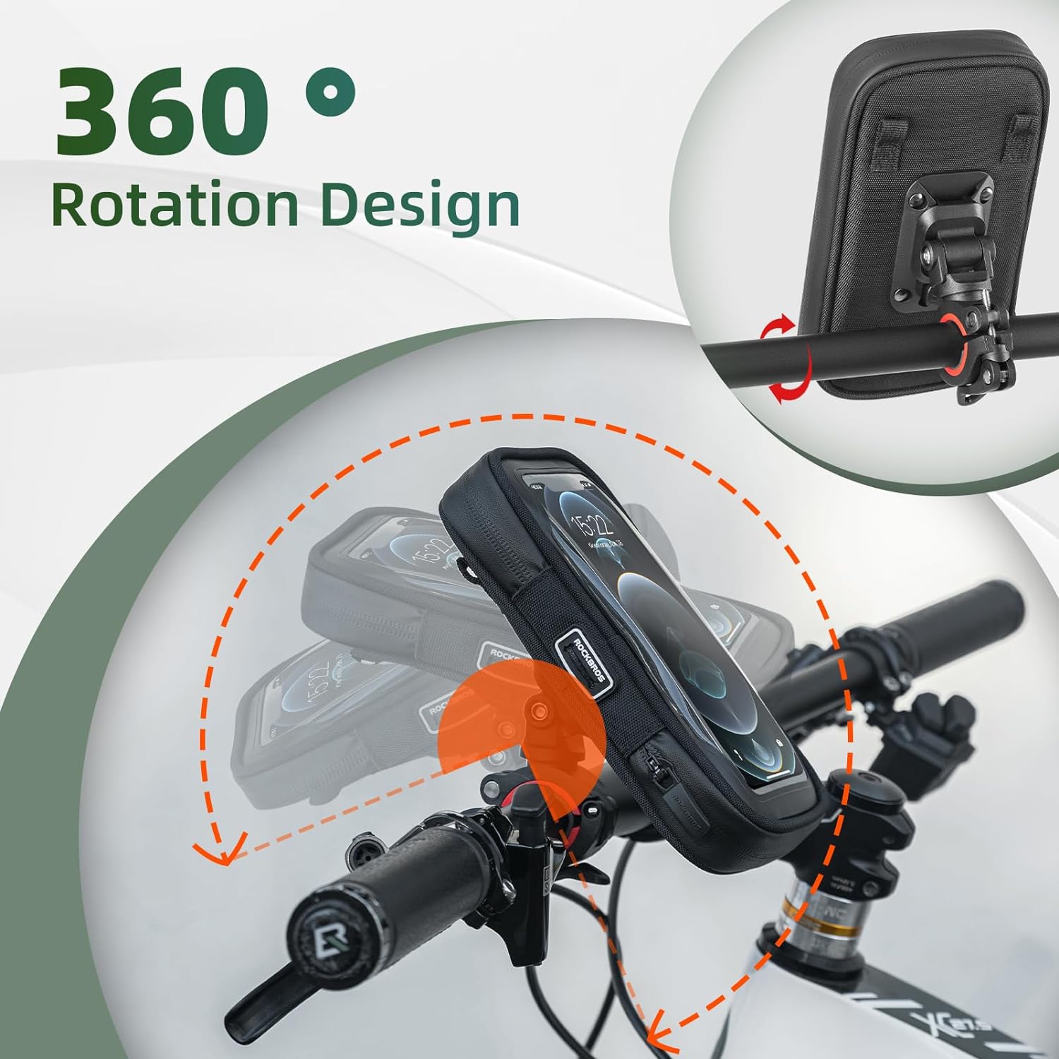 ROCKBROS Motorcycle Phone Mount Waterproof Handlebar Bag Phones Below 6.8” - ROCKBROS