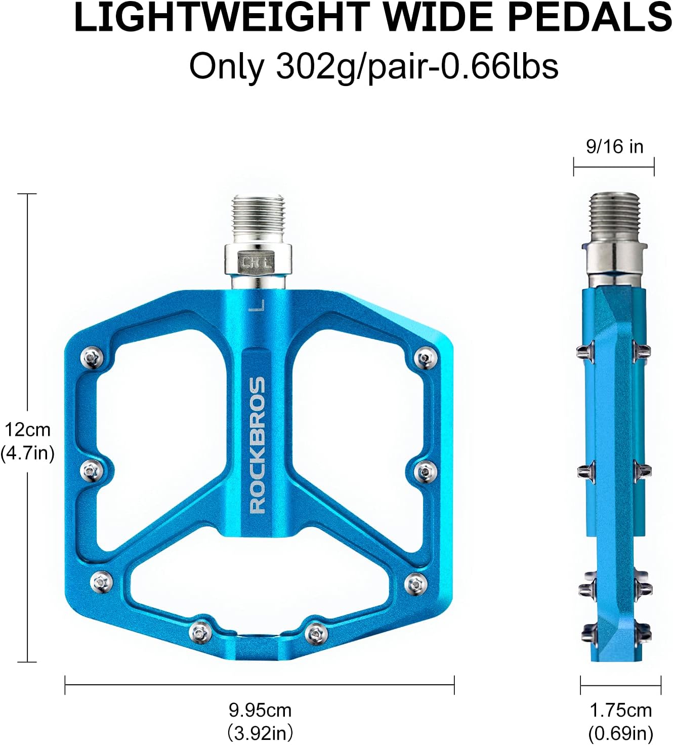 ROCKBROS Bike Pedals Lightweight Aluminum Platform 9/16'' Sealed Bearing - ROCKBROS  #color_Blue