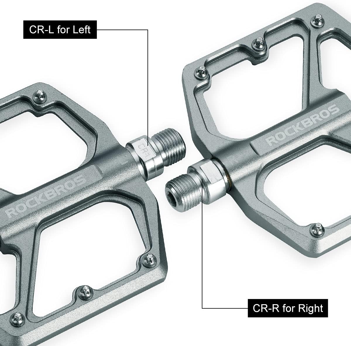 ROCKBROS Bike Pedals Lightweight Aluminum Platform 9/16'' Sealed Bearing - ROCKBROS #color_Titanium