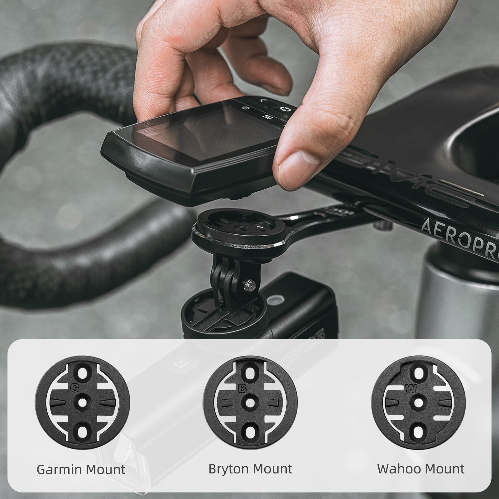 ROCKBROS Bike Aluminum Computer Mount  compatible with Garmin, Wahoo, Bryton, and GoPro - ROCKBROS#color_Big Logo