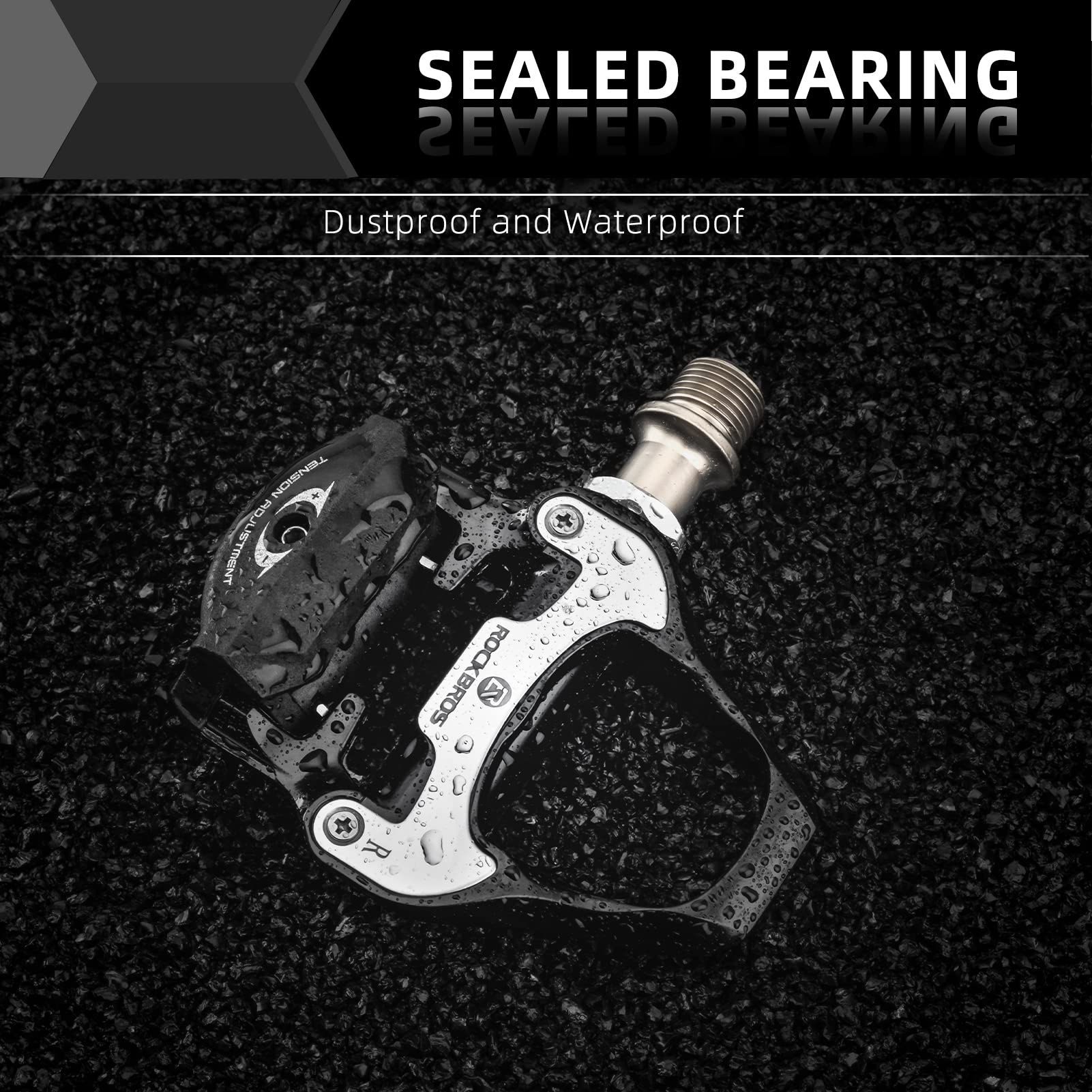 ROCKBROS Lightweight Clipless Pedals with Cleats Compatible with SPD-SL - ROCKBROS #color_Black-alloy body