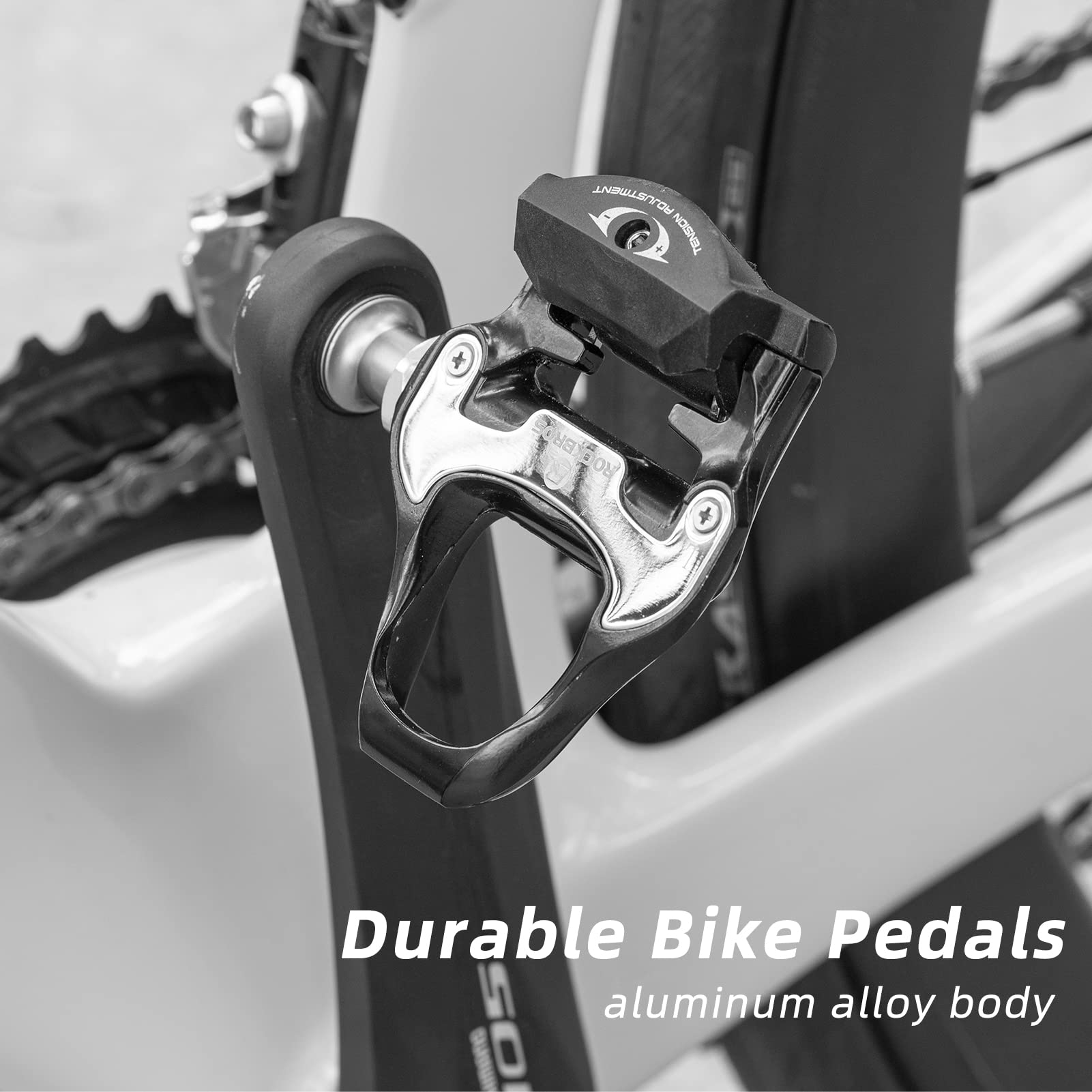 ROCKBROS Lightweight Clipless Pedals with Cleats Compatible with SPD-SL - ROCKBROS #color_Black-alloy body