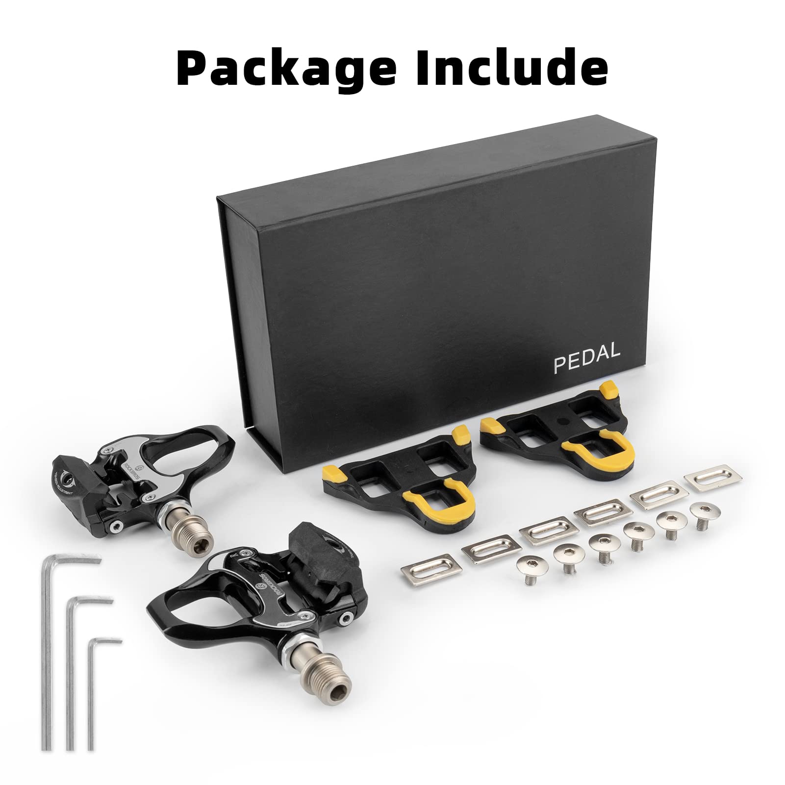 ROCKBROS Lightweight Clipless Pedals with Cleats Compatible with SPD-SL - ROCKBROS #color_Black-alloy body