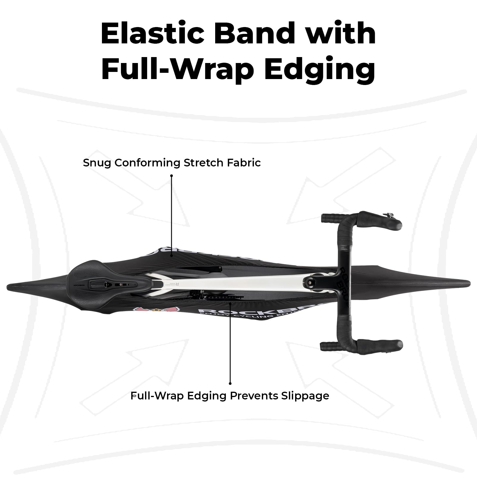 Elastic band with full-wrap edging and snug conforming stretch fabric on a white background #Color_Black Rabbit