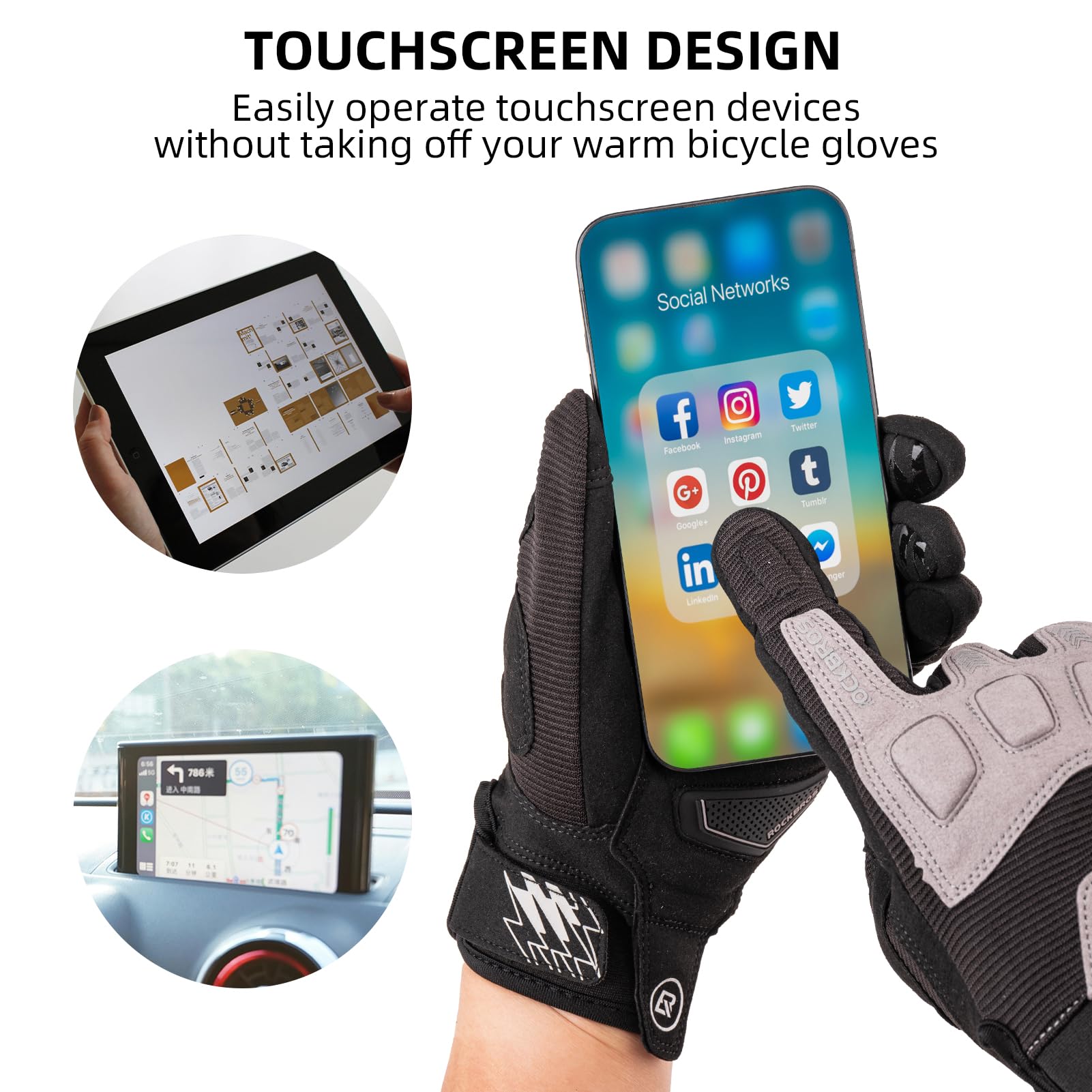 breathable autumn cycling gloves with mesh fabric