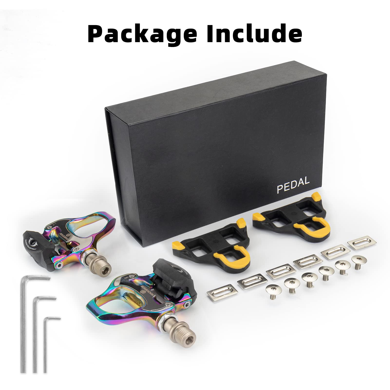 ROCKBROS Lightweight Clipless Pedals with Cleats Compatible with SPD-SL - ROCKBROS #color_Colorful-alloy body