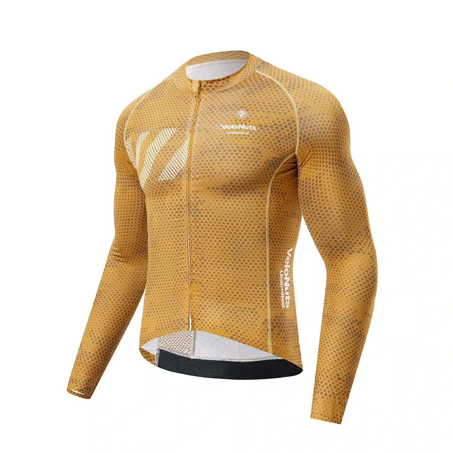 Yellow cycling jersey with a brand logo on a white background #color_yellow