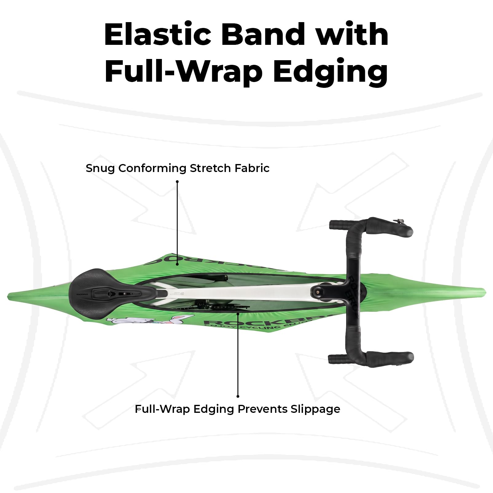 Green cover with black elastic band on a white background #Color_Green Rabbit