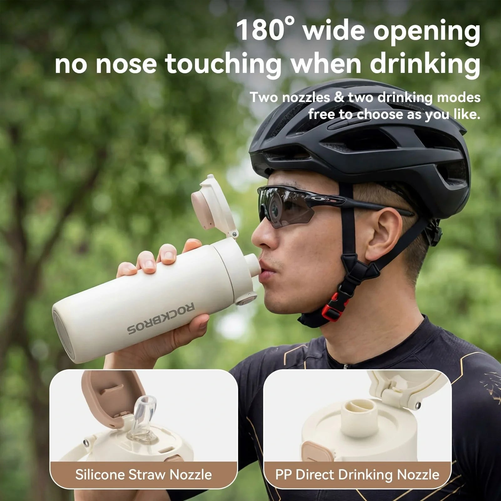 Bike Water Bottle 2-in-1 Magnetic Mount Insulated Stainless Steel 18.6oz