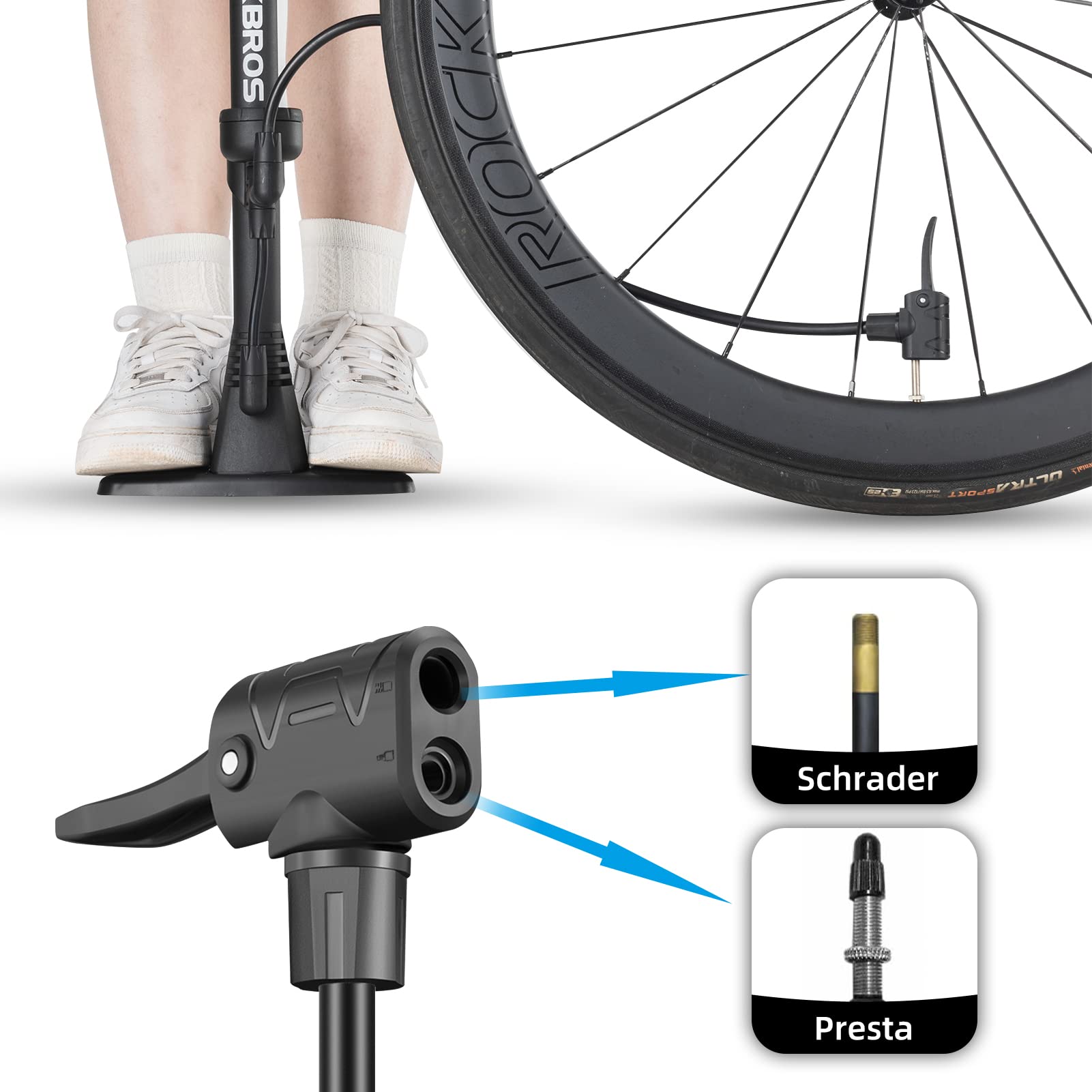 High-pressure 160 PSI bike air pump for road and mountain bikes