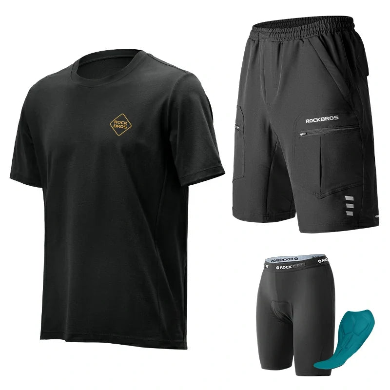Men's Urban Cycling Outfit Set – 2-in-1 Padded Cycling Shorts & Casual Cycling Shirt
