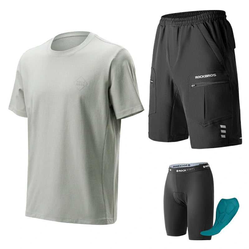Men's Urban Cycling Outfit Set – 2-in-1 Padded Cycling Shorts & Casual Cycling Shirt