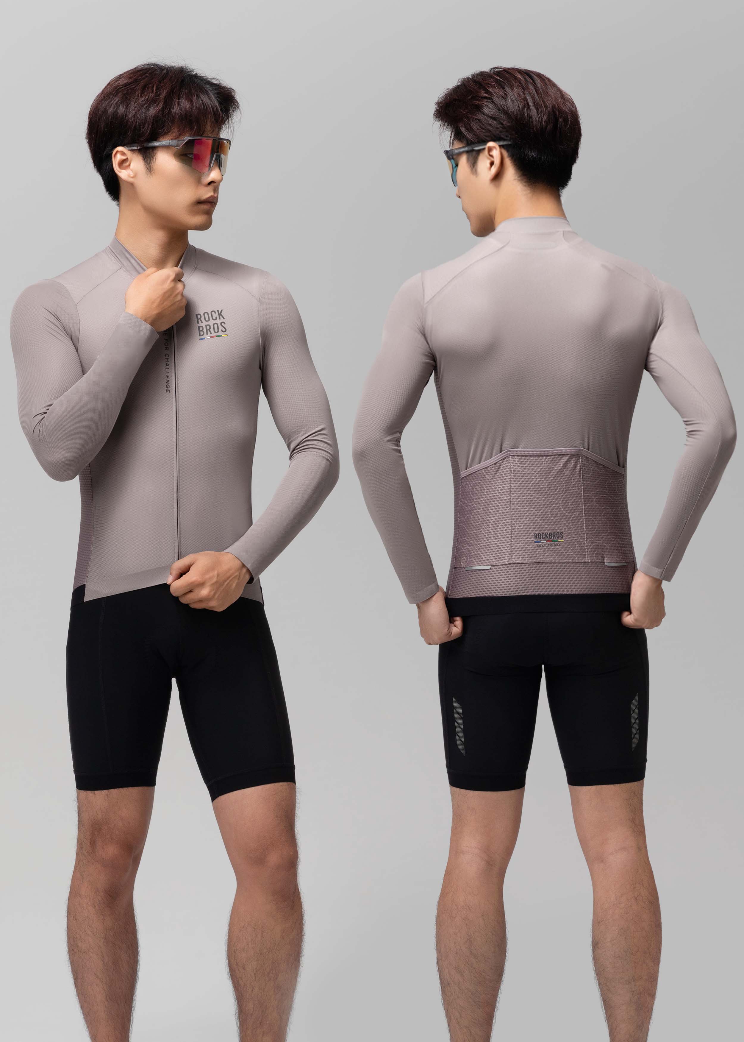 ROAD TO SKY Men's Cycling Long Sleeve Jersey ￠ò Gray