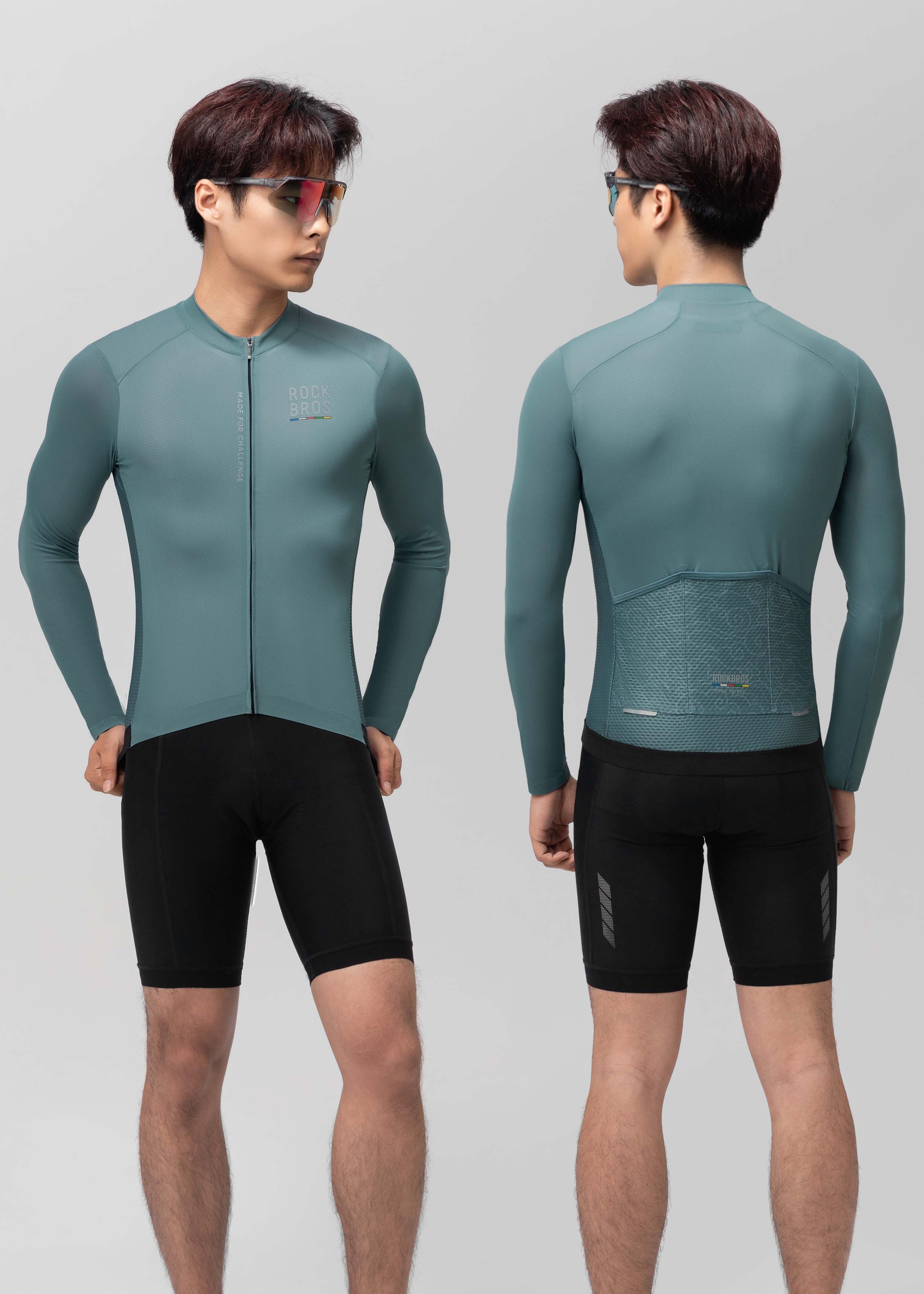 ROAD TO SKY Men's Cycling Long Sleeve Jersey ￠ò Mist Gray