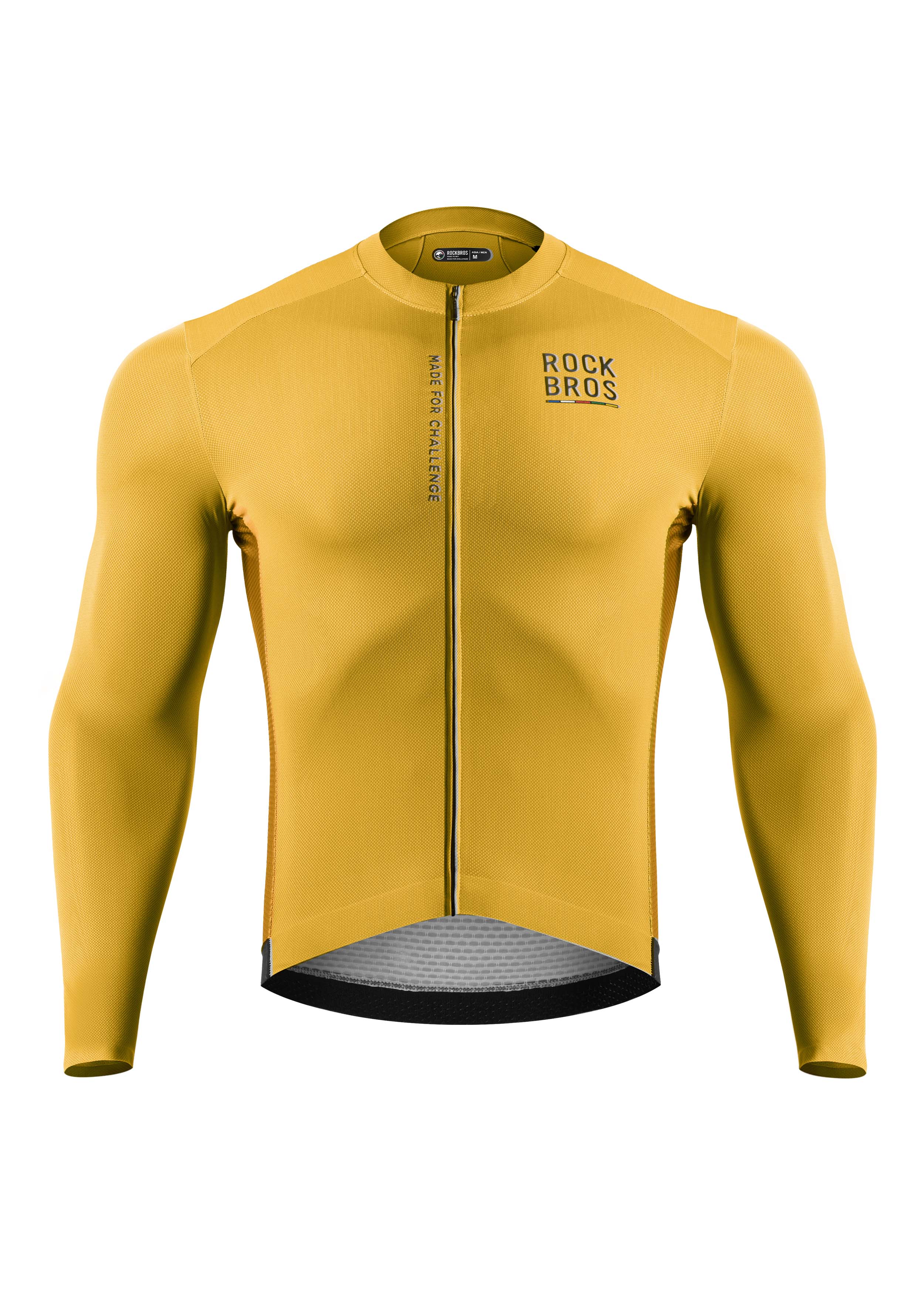 ROAD TO SKY Men's Cycling Long Sleeve Jersey ￠ò Yellow-Brown