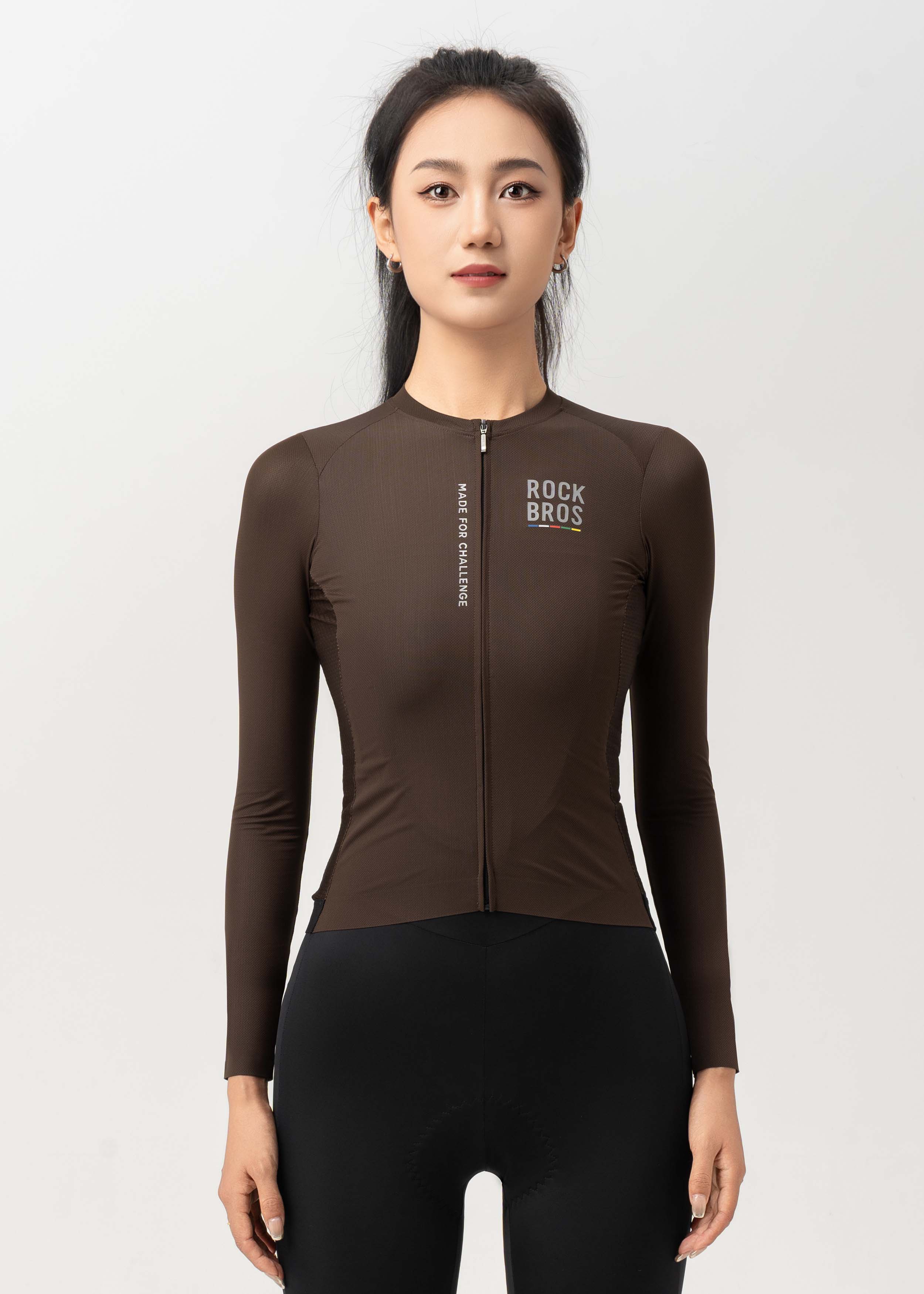 ROAD TO SKY Women's Cycling Long-Sleeved Jersey ￠ò Dark Brown