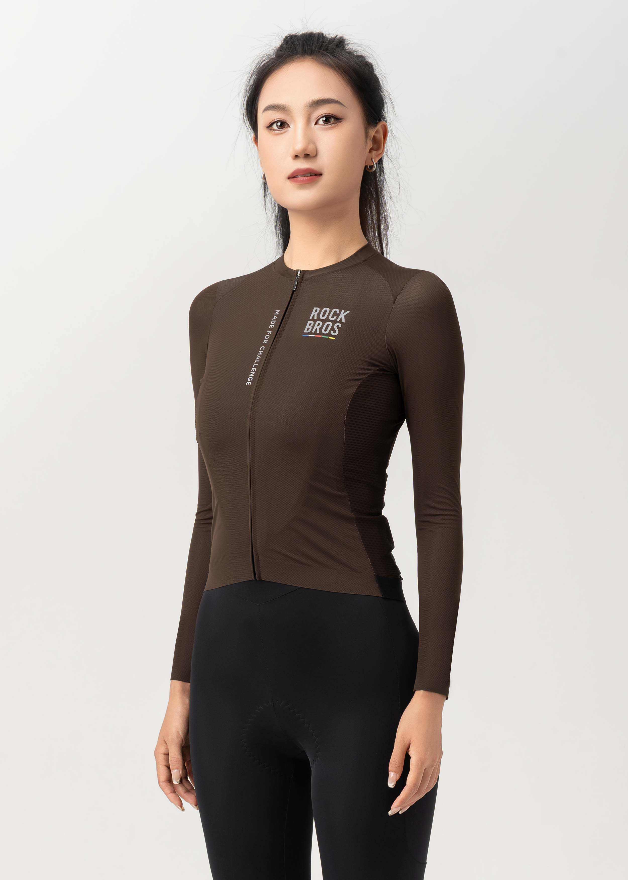 ROAD TO SKY Women's Cycling Long-Sleeved Jersey ￠ò Dark Brown