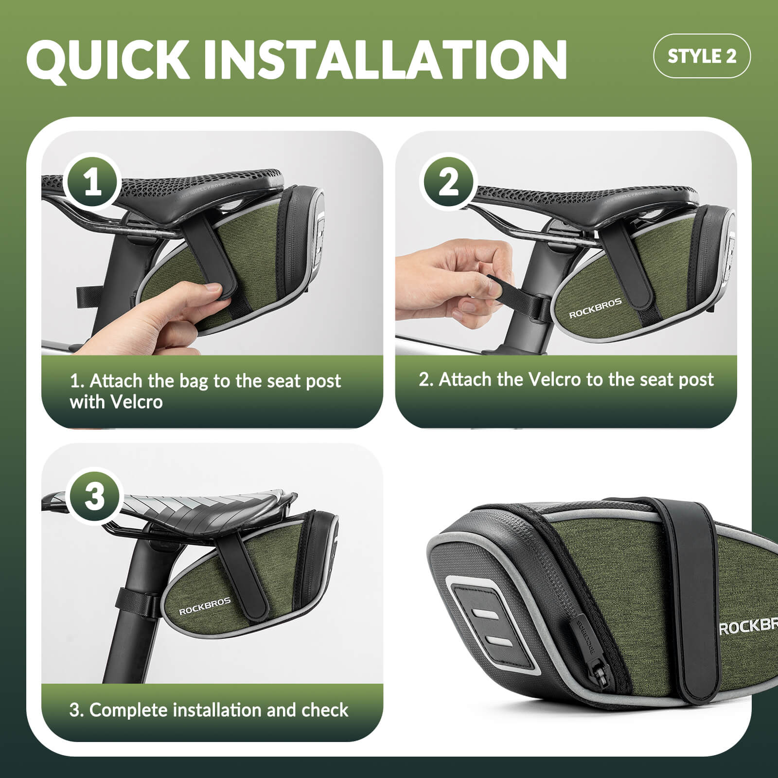 ROCKBROS Bicycle Saddle Bag 0.45L – Compact Storage, Big Convenience!? #Style_Strap Mount