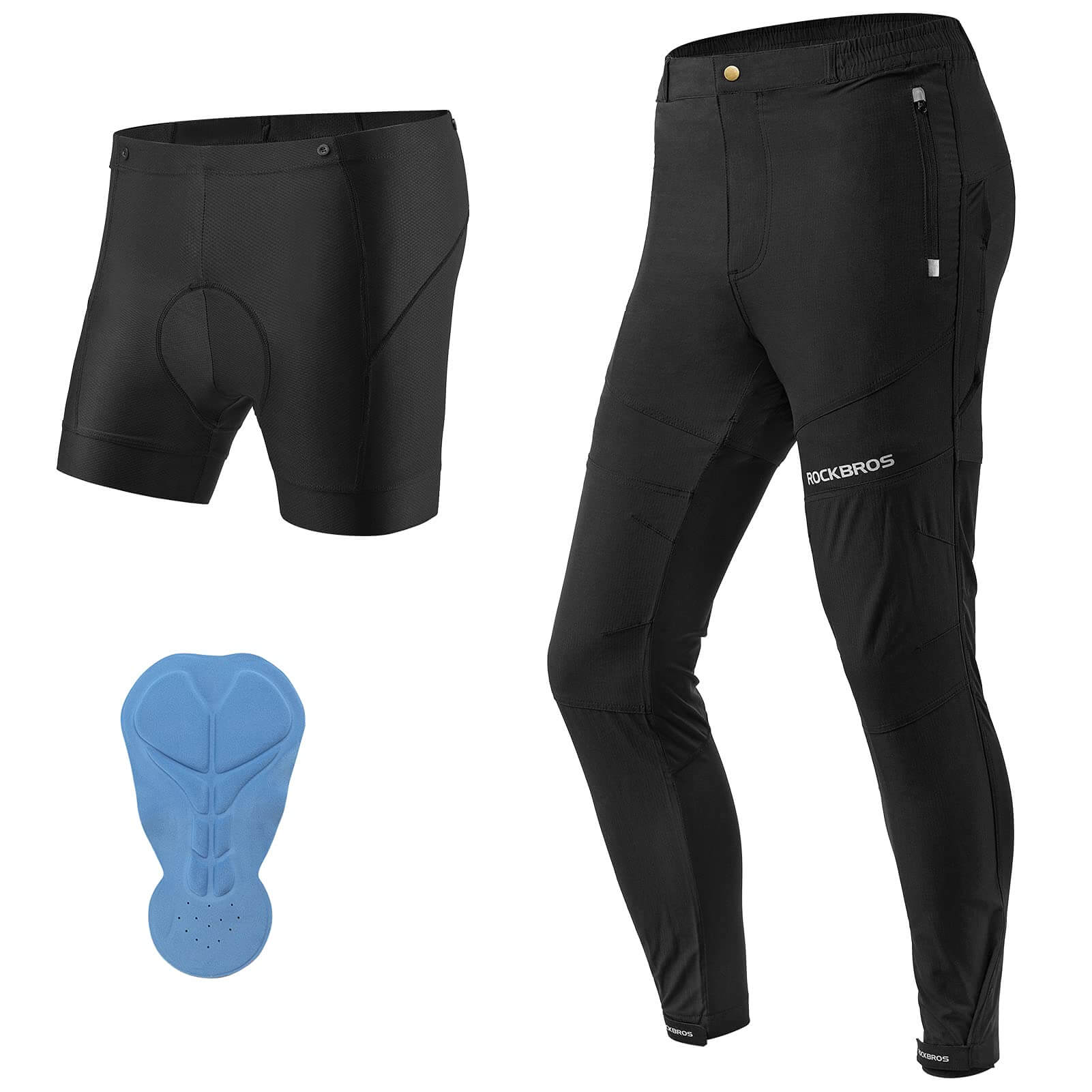 ?ROCKBROS 2-in-1 Cycling Trousers with Quick-Dry Padding - Convertible & Breathable Bike Pants